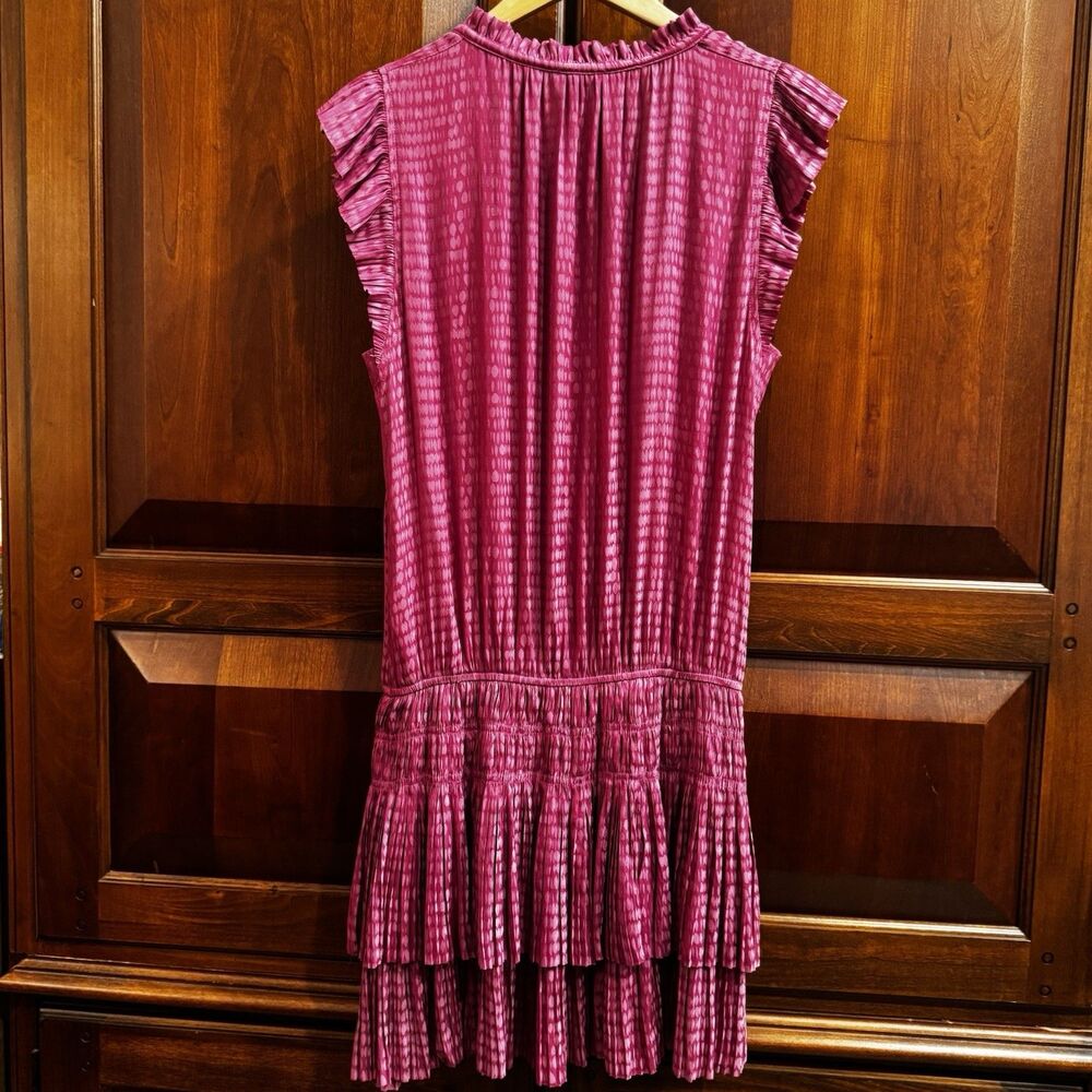 CURRENT AIR Anthropologie Maude Smocked Raspberry Mini Dress Size Small - Picture 8 of 14